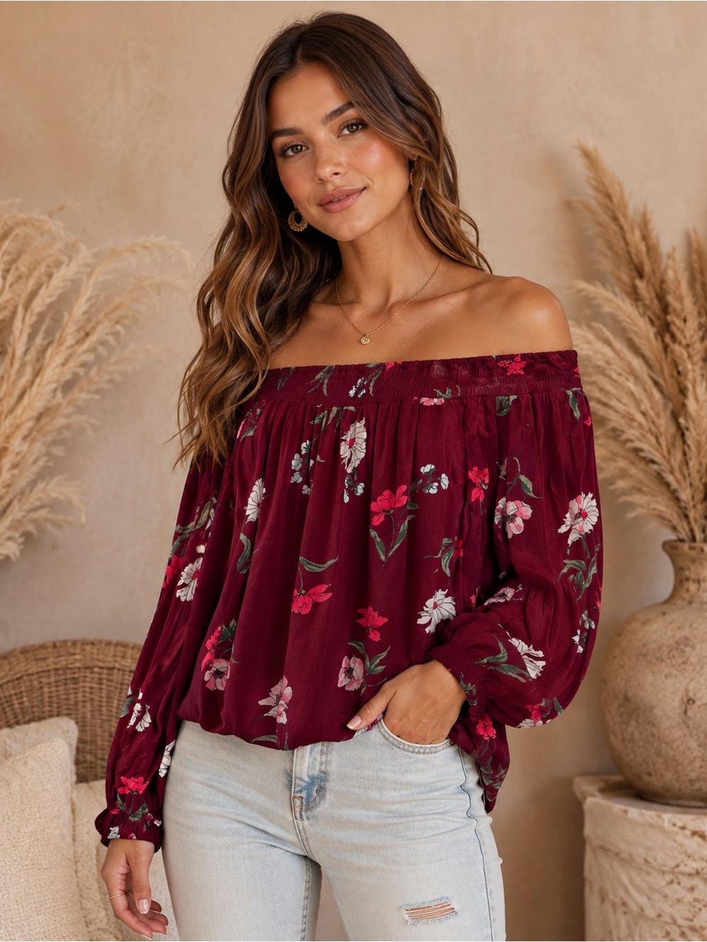 Hollister Boho Floral Blouse Top